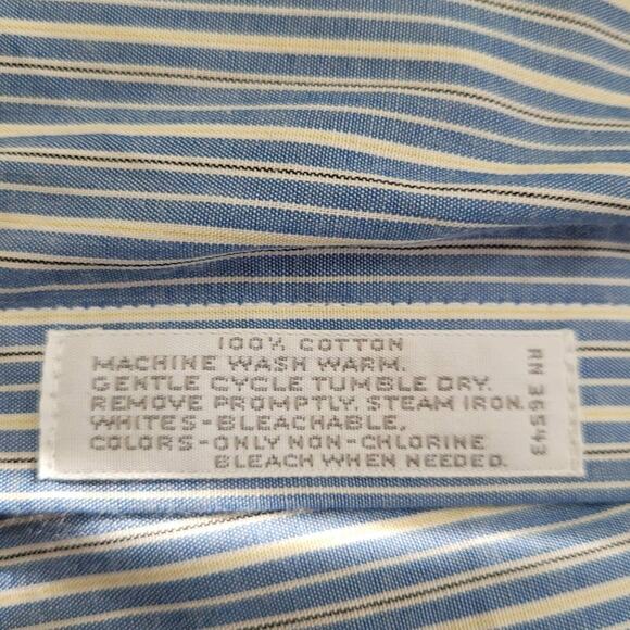 Eagle Shirtmakers Oxford Pinstripe Button Front Dress Shirt Mens L 15 32/33 - Picture 7 of 10